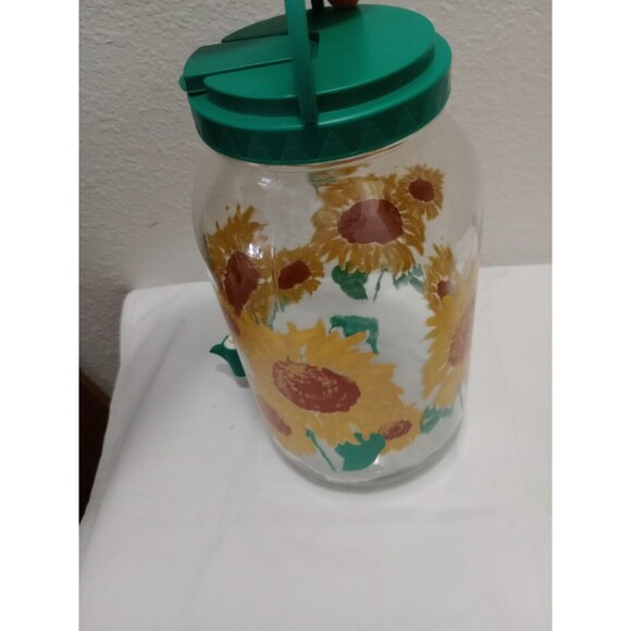 Golden Harvest Sunflower Sun Tea Jug with Spicket Flower 1 Gallon and Two Glass - Picture 11 of 13